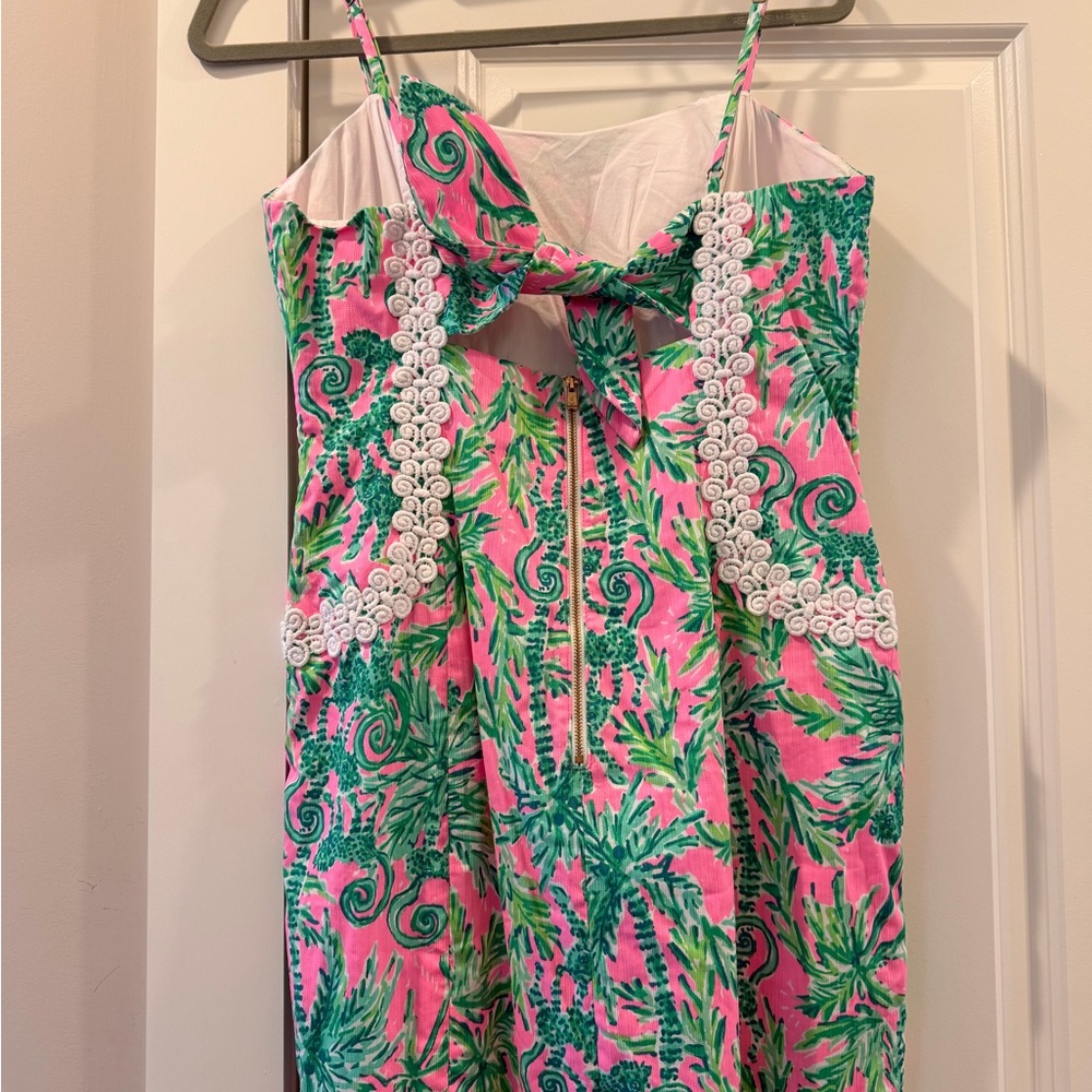 Lilly Pulitzer Pink and Green Palm Trees Tie Back Dress - Picture 2 of 3